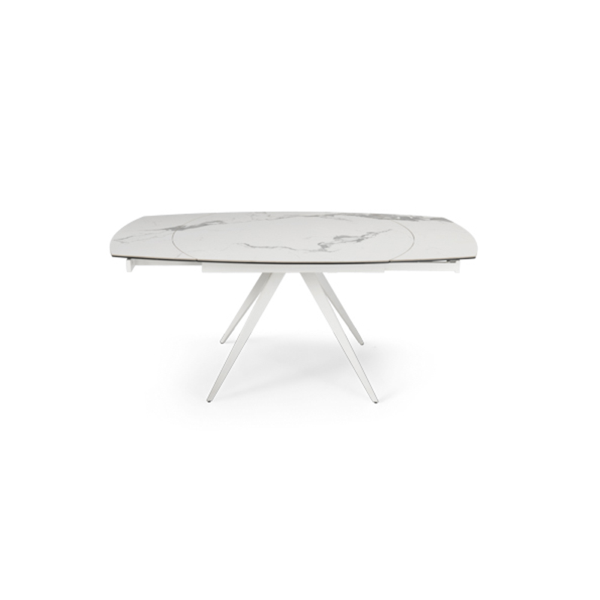 Extendable table 180 cm white ACHILLE marble-effect porcelain stoneware top