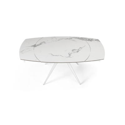 Extendable table 180 cm white ACHILLE marble-effect porcelain stoneware top