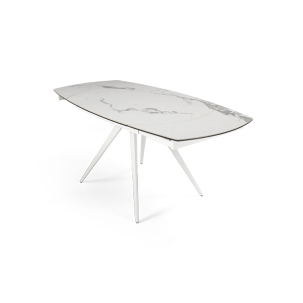Extendable table 180 cm white ACHILLE marble-effect porcelain stoneware top