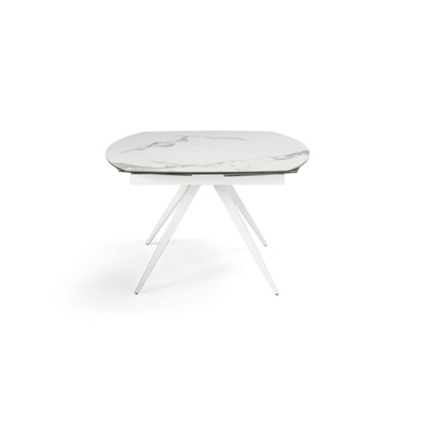 Extendable table 180 cm white ACHILLE marble-effect porcelain stoneware top