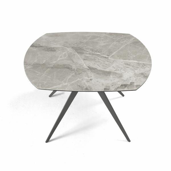 Extendable table 180 cm grey ACHILLE marble-effect porcelain stoneware top