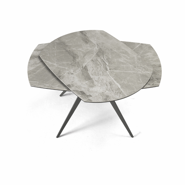 Extendable table 180 cm grey ACHILLE marble-effect porcelain stoneware top