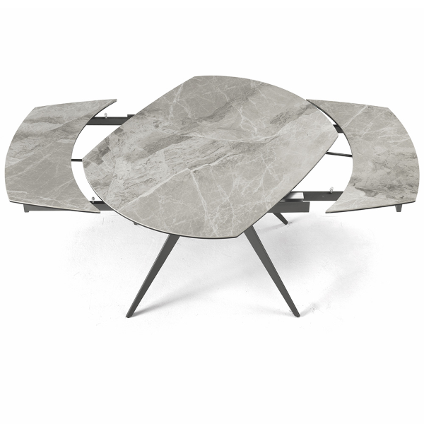 Extendable table 180 cm grey ACHILLE marble-effect porcelain stoneware top