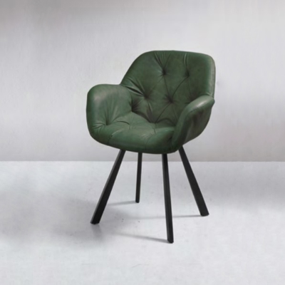 Wohnzimmerstuhl aus grünem Kunstleder mit Metallbeinen CELIA Set 2 Stück