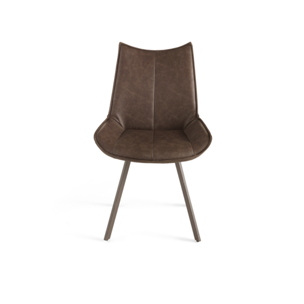 Chaise de salle à manger en éco-cuir avec assise et pieds en marron CLODIA set 2 pièces