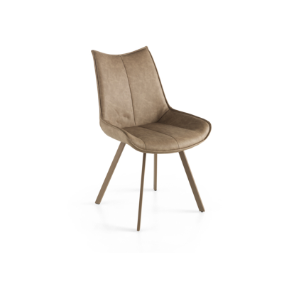 Esszimmerstuhl aus Kunstleder mit taubengrauer Sitzfläche und Beinen CLODIA Set 2 Stück