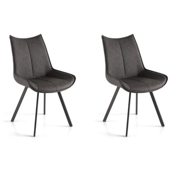 Esszimmerstuhl aus Kunstleder mit Sitz und Beinen in Anthrazit CLODIA Set 2 Stück