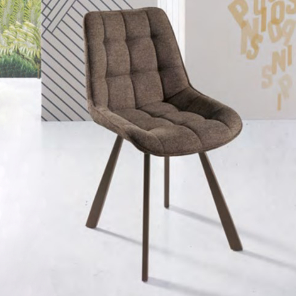 Chaise de cuisine en tissu marron avec pieds en métal FRIEDIC set 2 pièces