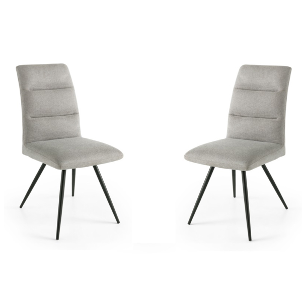 Küchenstuhl aus hellgrauem Stoff mit Metallbeinen HILL Set 2 Stück