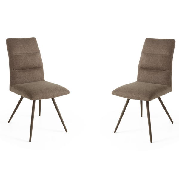 Küchenstuhl aus braunem Stoff Metallbeine HILL Set 2 Stück