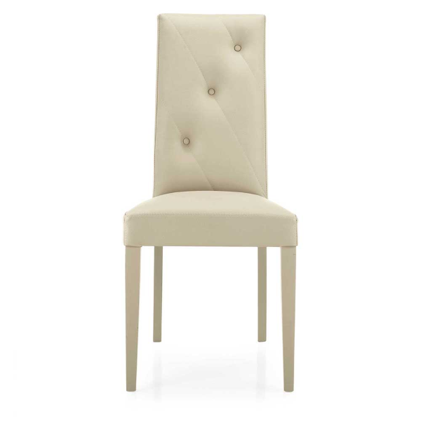 Sedia ecopelle Beige - schienale imbottito 2 sedie JENNY 