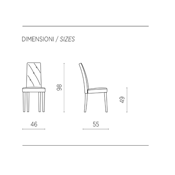 Sedia ecopelle Beige - schienale imbottito 2 sedie JENNY 