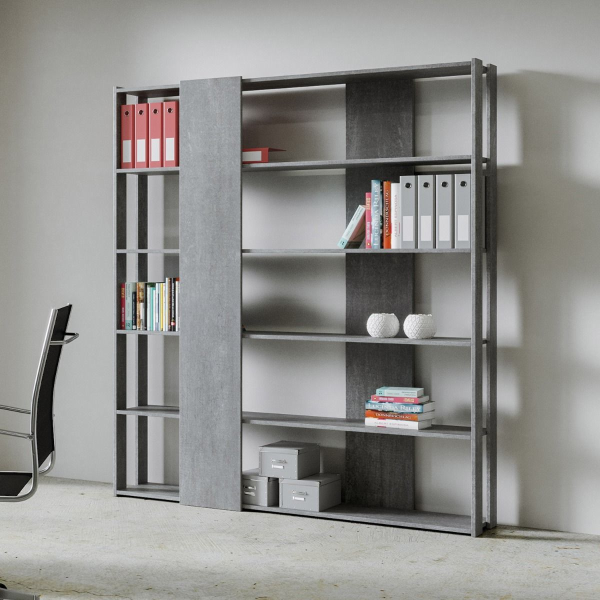 Bookcase with 6 shelves in Cemento wood 178x204h cm - KATO B