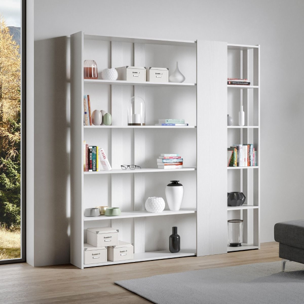 Bibliothèque murale 178x204h cm en bois de frêne blanc - KATO D