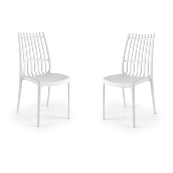 Stapelbarer weißer Stuhl - drinnen und draußen LILA 2 Stühle