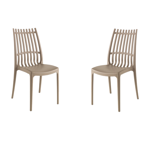 Stapelbarer taubengrauer Stuhl - Innen- und Außenbereich LILA 2 Stühle