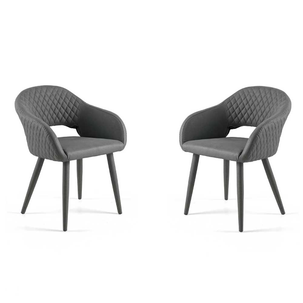 Esszimmerstuhl aus Kunstleder - gepolstert LIVING Grey 2 Stühle