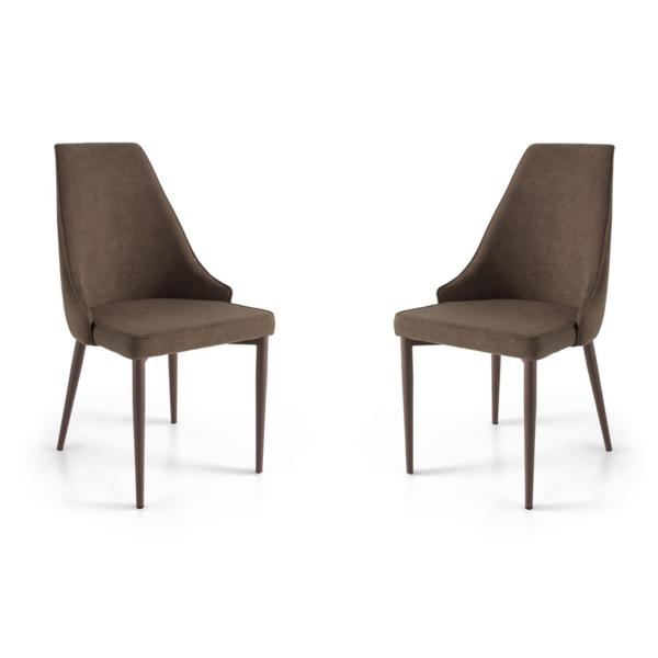 Stuhl aus braunem Stoff - Metallbeine NELLI 2 Stühle
