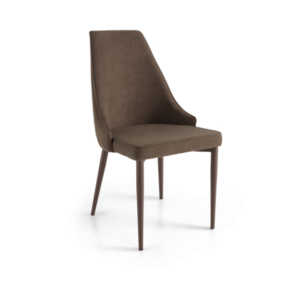 Stuhl aus braunem Stoff - Metallbeine NELLI 2 Stühle