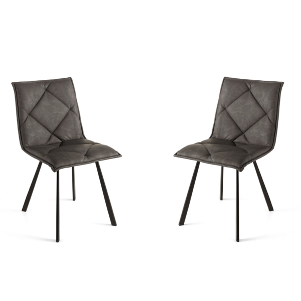 Esszimmerstuhl aus anthrazitfarbenem Kunstleder - moderne 2 ROLL Stühle