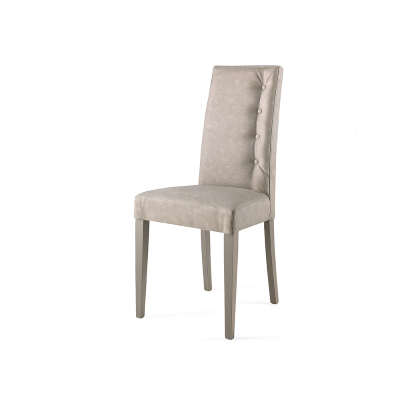 Chaise en éco-cuir Clouded avec 4 boutons latéraux pieds en bois SIDE Grey Set de 2