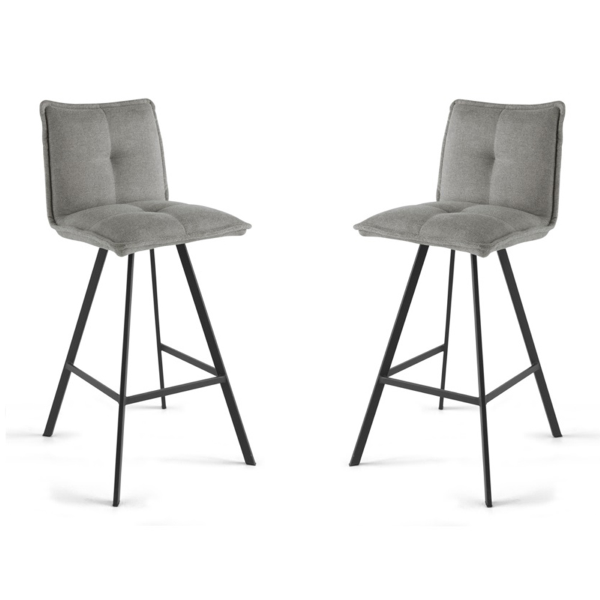 Tabouret de cuisine en tissu gris clair - SILA bar 2 tabourets