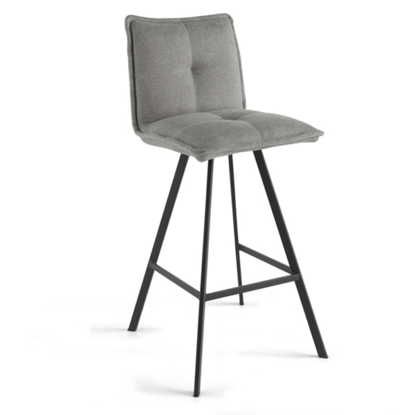 Tabouret de cuisine en tissu gris clair - SILA bar 2 tabourets