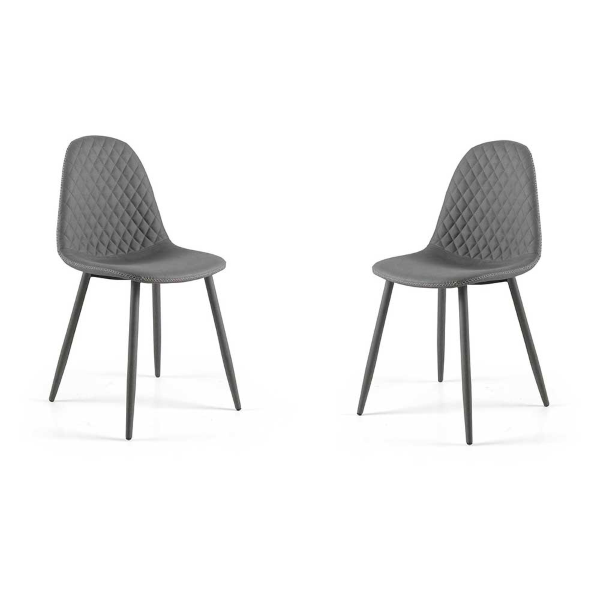 Esszimmerstuhl aus grauem Kunstleder - SOFT 2 Stühle