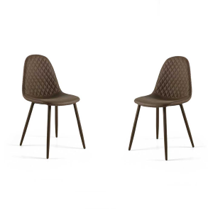 Silla de comedor de cuero ecológico marrón - SOFT 2 sillas