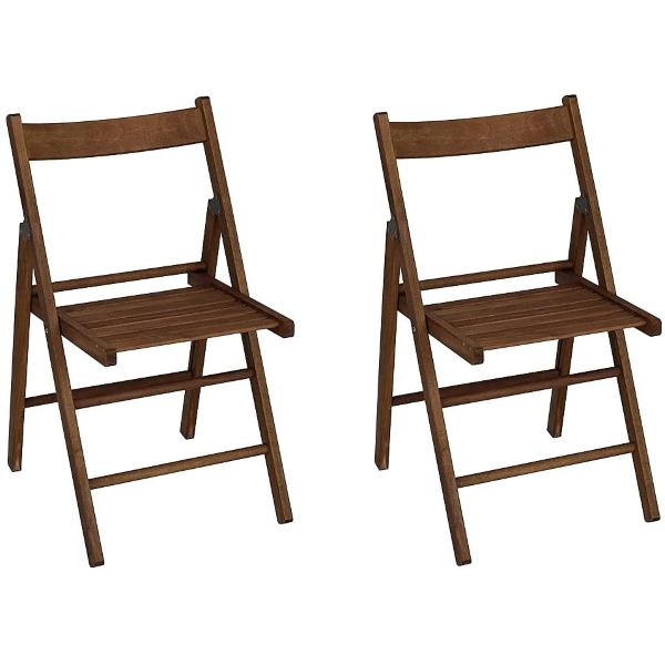 000048 - sedia pieghevole in legno noce per casa giardino campeggio  richiudibile set 2 pz 