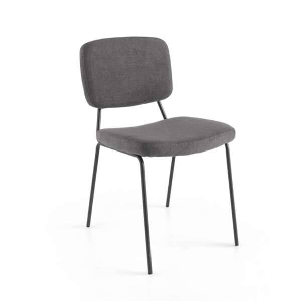 Sedia metallo seduta tessuto Grigio Scuro - TULLIA 2 sedie