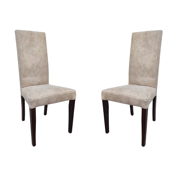 Chaise de cuisine en NABUK - Pieds beiges Noyer DENVER 2 chaises