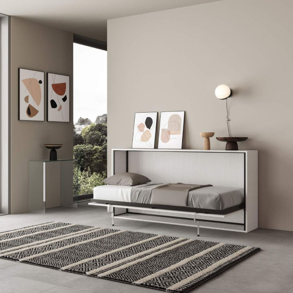 Lit escamotable horizontal - KANDO simple Frêne blanc