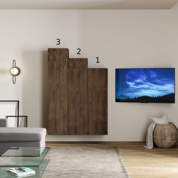 Mur de stockage vertical Isoka A31 L.120 H.174 P.39.5 Noyer