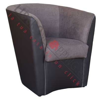 Fauteuil BICOLOR VALENTINA en éco-cuir MARRON et assise en tissu GRIS