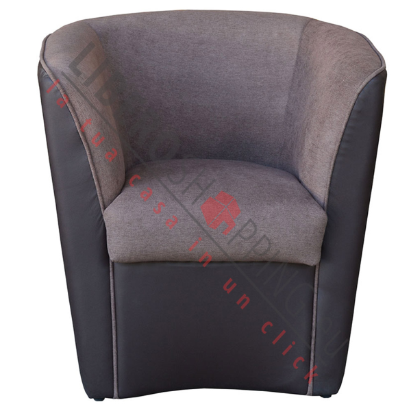 Fauteuil BICOLOR VALENTINA en éco-cuir MARRON et assise en tissu GRIS