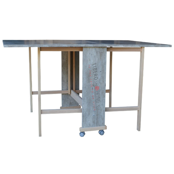 Mesa plegable de madera de formica con ruedas 140x90 GIORGIA Cemento