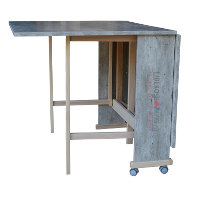 Mesa plegable de madera de formica con ruedas 140x90 GIORGIA Cemento