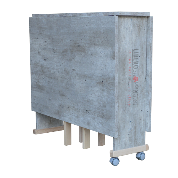 Mesa plegable de madera de formica con ruedas 140x90 GIORGIA Cemento