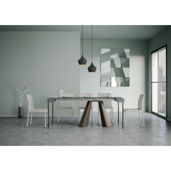 Console DIAMANTE SMALL structure ours en béton extensible jusqu'à 196 cm