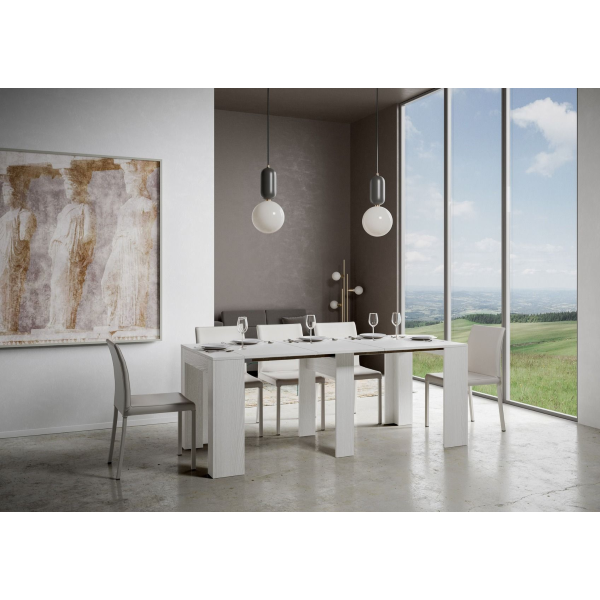 Consolle Allungabile Fino a 1,98 metri Modem Small Bianco Frassino 90x42 cm