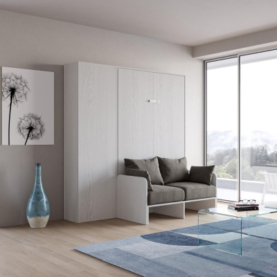 Lit escamotable français 140 cm avec colonne blanche KENTARO SOFÀ