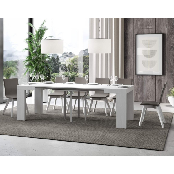 Tavolo ROXELL 90x90 allungabile a 246 cm Bianco Frassino