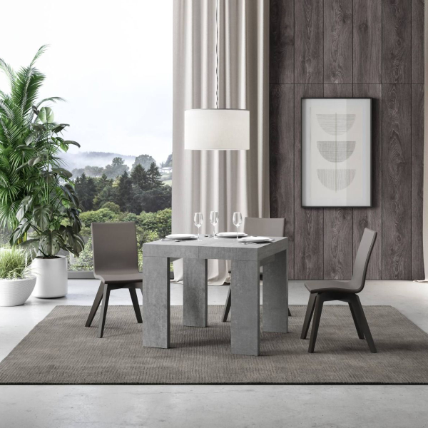 Table ROXELL 90x90 extensible à 246 cm béton