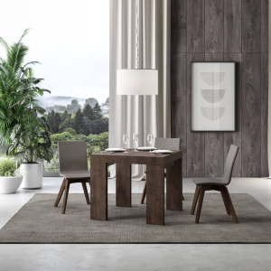 ROXELL Tisch 90x90 erweiterbar auf 246 cm Nussbaum