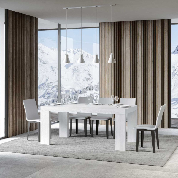 Mesa ROXELL fresno blanco 90x160 extensible a 420 cm