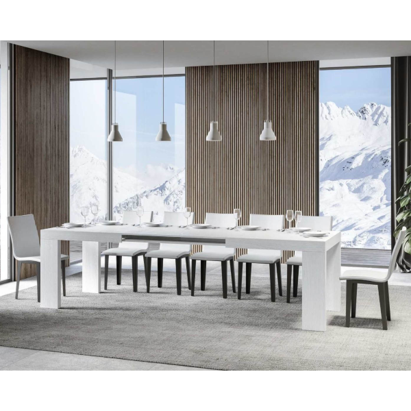 Table ROXELL 90x180 extensible à 284 cm frêne blanc