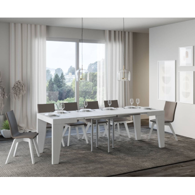 Table NAXY Frêne Blanc 90x90 extensible à 246 cm