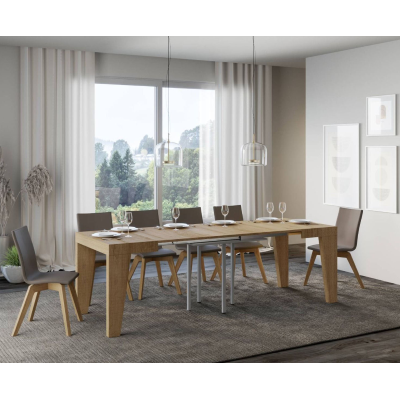 NAXY 90x90 nature oak table extendable to 246 cm
