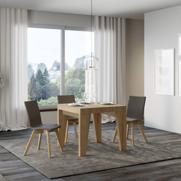 NAXY 90x90 nature oak table extendable to 246 cm